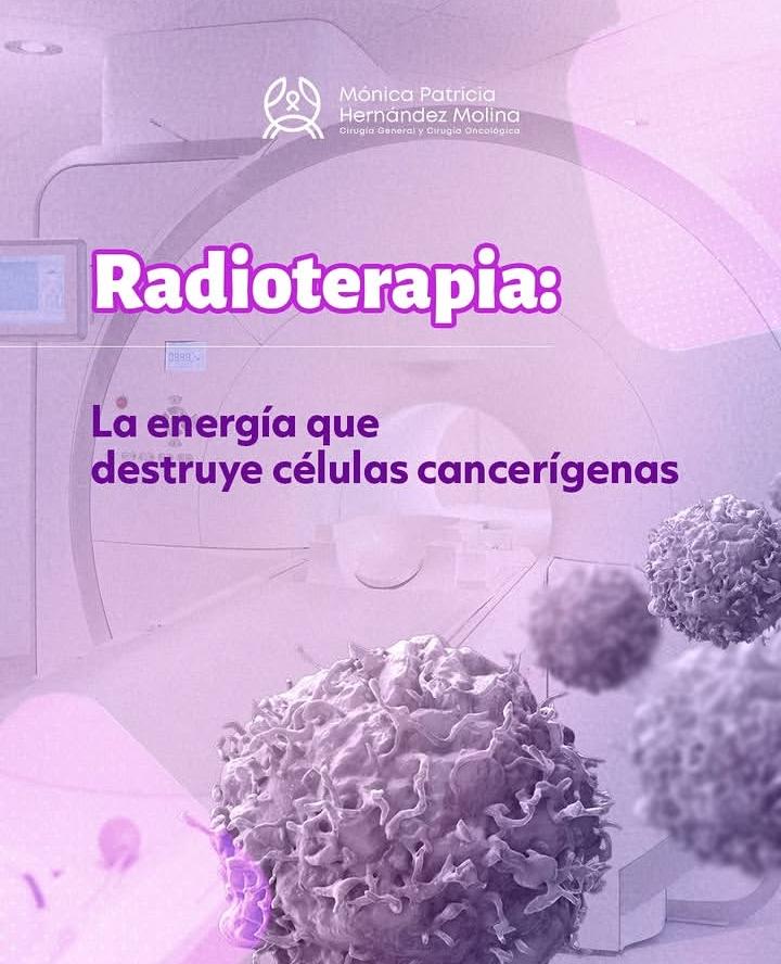 Infografía sobre la radioterapia como energía que destruye células cancerígenas